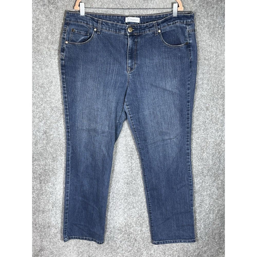 Relativity Straight Leg Jeans Womens Size 18W Average Blue Stretch Denim Pockets